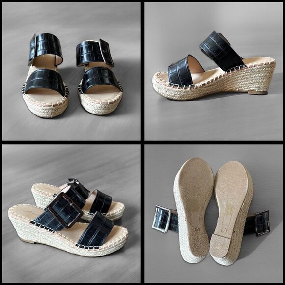 Vintage Havana Robin Wedge Sandals in Black - Picture 7 of 14